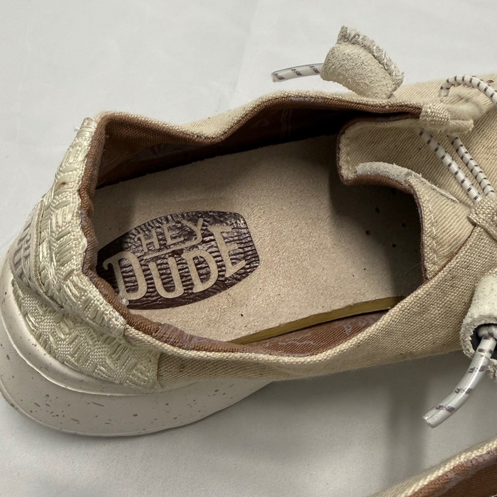 Hey Dude Wendy Peak Chambray Cream Platform Slip On Shoes Womens 9 Casual Light - Picture 6 of 8